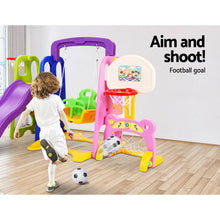 Load image into Gallery viewer, Keezi Kids 7-in-1 Slide Swing with Basketball Hoop Toddler Outdoor Indoor Play