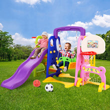 Load image into Gallery viewer, Keezi Kids 7-in-1 Slide Swing with Basketball Hoop Toddler Outdoor Indoor Play