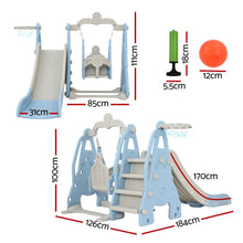 Load image into Gallery viewer, Keezi Kids Slide 170cm Extra Long Swing Basketball Hoop Toddlers PlaySet Blue