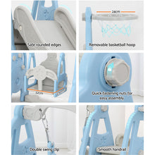 Load image into Gallery viewer, Keezi Kids Slide 170cm Extra Long Swing Basketball Hoop Toddlers PlaySet Blue