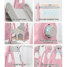 Load image into Gallery viewer, Keezi Kids Slide 170cm Extra Long Swing Basketball Hoop Toddlers PlaySet Pink