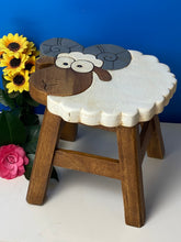 Load image into Gallery viewer, Kids Chair Wooden Stool Animal RAM GOAT Theme Children’s Chair and Toddlers Stepping Stool.