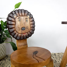 Load image into Gallery viewer, Children’s wooden chair: Lion themed with solid backrest