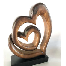 Load image into Gallery viewer, Valentines Heart Love Wood Carving Wood Sculpture Acacia Wooden Statue Heart 23cm