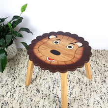 Load image into Gallery viewer, Kids Wooden Table + 2 Chairs Set Lion Design Carved Timber Children Furniture