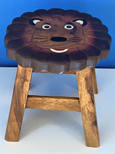 Load image into Gallery viewer, Kids Chair Wooden Stool Animal Lion Theme Children’s Chair and Toddlers Stepping Stool.