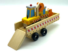 Load image into Gallery viewer, Kids wooden truck with tippers toy diggers and tilt tray