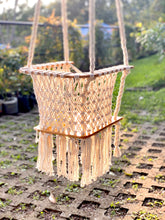 Load image into Gallery viewer, Handmade Cotton Macramé Toddler Swing Chair in natural white/cream- using 100% sustainable European wood