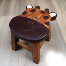 Load image into Gallery viewer, Kids Wooden LION Table + 2 animal stools complete set -hand carved Timber Children Furniture.