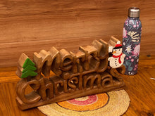 Load image into Gallery viewer, Wooden carved Merry Christmas decoration 38 cm long