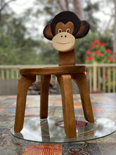 Load image into Gallery viewer, Children's hand crafted wood Chair With back rest Animal MONKEY Theme Children’s Chair and Toddlers Stepping Stool.