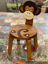 Load image into Gallery viewer, Children's hand crafted wood Chair With back rest Animal MONKEY Theme Children’s Chair and Toddlers Stepping Stool.