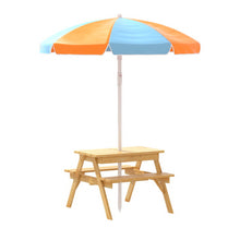 Load image into Gallery viewer, Keezi Kids Outdoor Table and Chairs Picnic Bench Set Umbrella Water Sand Pit Box