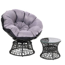 Load image into Gallery viewer, Outdoor Papasan Chairs Table Lounge Setting Patio Furniture Wicker Black