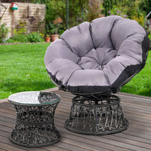 Load image into Gallery viewer, Outdoor Papasan Chairs Table Lounge Setting Patio Furniture Wicker Black
