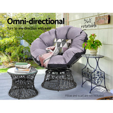 Load image into Gallery viewer, Outdoor Papasan Chairs Table Lounge Setting Patio Furniture Wicker Black