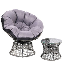 Load image into Gallery viewer, Gardeon Outdoor Papasan Chairs Table Lounge Setting Patio Furniture Wicker Grey