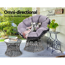 Load image into Gallery viewer, Gardeon Outdoor Papasan Chairs Table Lounge Setting Patio Furniture Wicker Grey