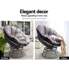 Load image into Gallery viewer, Gardeon Outdoor Papasan Chairs Table Lounge Setting Patio Furniture Wicker Grey