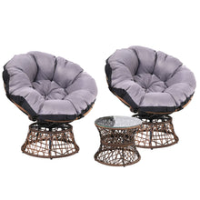 Load image into Gallery viewer, Gardeon Outdoor Lounge Setting Papasan Chairs Table Patio Furniture Wicker Brown