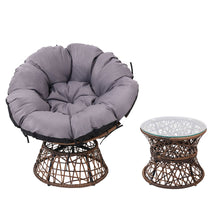 Load image into Gallery viewer, Gardeon Outdoor Lounge Setting Papasan Chairs Table Patio Furniture Wicker Brown