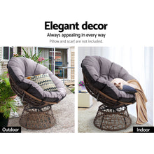 Load image into Gallery viewer, Gardeon Outdoor Lounge Setting Papasan Chairs Table Patio Furniture Wicker Brown