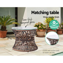 Load image into Gallery viewer, Gardeon Outdoor Lounge Setting Papasan Chairs Table Patio Furniture Wicker Brown