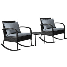 Load image into Gallery viewer, Gardeon 3 Piece Outdoor Chair Rocking Set - Black