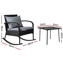 Load image into Gallery viewer, Gardeon 3 Piece Outdoor Chair Rocking Set - Black