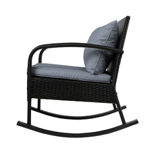 Load image into Gallery viewer, Gardeon 3 Piece Outdoor Chair Rocking Set - Black
