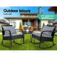 Load image into Gallery viewer, Gardeon 3 Piece Outdoor Chair Rocking Set - Black