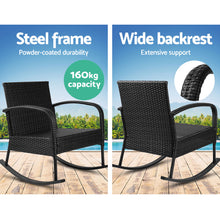 Load image into Gallery viewer, Gardeon 3 Piece Outdoor Chair Rocking Set - Black