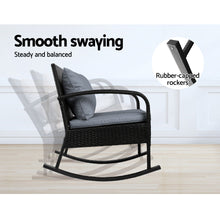 Load image into Gallery viewer, Gardeon 3 Piece Outdoor Chair Rocking Set - Black