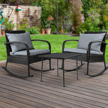 Load image into Gallery viewer, Gardeon 3 Piece Outdoor Chair Rocking Set - Black