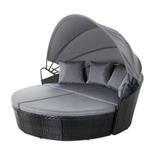 Load image into Gallery viewer, Gardeon Outdoor Lounge Setting Patio Furniture Sofa Wicker Garden Rattan Set Day Bed Black