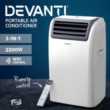 Load image into Gallery viewer, Devanti Portable Air Conditioner Cooling Mobile Fan Cooler Dehumidifier Window Kit White 3300W