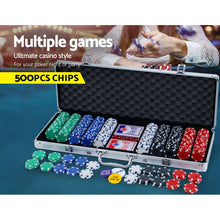 Load image into Gallery viewer, Poker Chip Set 500PC Chips TEXAS HOLD'EM Casino Gambling Dice Cards
