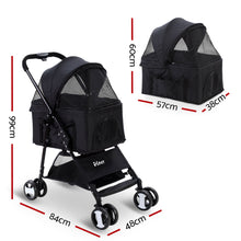 Load image into Gallery viewer, Pet Pet Stroller Dog Carrier Foldable Pram 3 IN 1 Middle Size Black