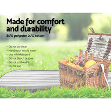 Load image into Gallery viewer, Alfresco 4 Person Picnic Basket Baskets Wicker Deluxe Outdoor Insulated Blanket
