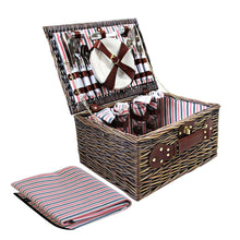 Load image into Gallery viewer, Alfresco 4 Person Picnic Basket Baskets Deluxe Outdoor Corporate Gift Blanket