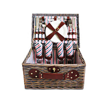 Load image into Gallery viewer, Alfresco 4 Person Picnic Basket Baskets Deluxe Outdoor Corporate Gift Blanket