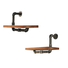 Load image into Gallery viewer, Artiss Wall Shelves Rustic Bookshelf Retro Display Shelves Industrial DIY Pipe Shelf Floating Brackets
