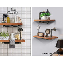 Load image into Gallery viewer, Artiss Wall Shelves Rustic Bookshelf Retro Display Shelves Industrial DIY Pipe Shelf Floating Brackets
