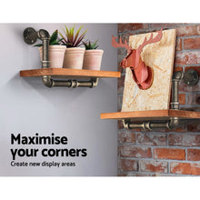 Load image into Gallery viewer, Artiss Wall Shelves Rustic Bookshelf Retro Display Shelves Industrial DIY Pipe Shelf Floating Brackets