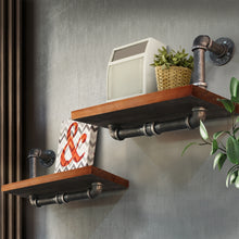 Load image into Gallery viewer, Artiss Wall Shelves Rustic Bookshelf Retro Display Shelves Industrial DIY Pipe Shelf Floating Brackets