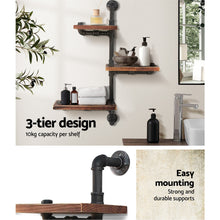 Load image into Gallery viewer, Artiss Display Shelves Bookshelf Pipe Shelf Rustic Industrial Floating Wall Shelves DIY Brackets