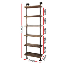 Load image into Gallery viewer, Artiss Rustic Wall Shelves Display Bookshelf Industrial DIY Pipe Shelf Brackets