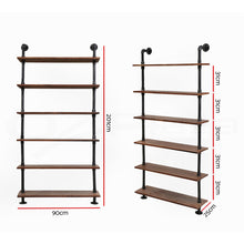 Load image into Gallery viewer, Artiss Wall Shelves Display Bookshelf Rustic Vintage DIY Pipe Shelf Brackets