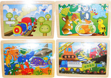 Load image into Gallery viewer, Set of 4 puzzles-construction train, sea life, garden party
