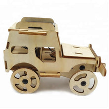 Load image into Gallery viewer, Model kit  4 x 4 Jeep Car solar power and motor 3D Ply Wood -craft kit- ages 3+
